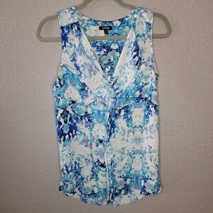 Apt 9 White and Blue Floral Tank Top Size XS